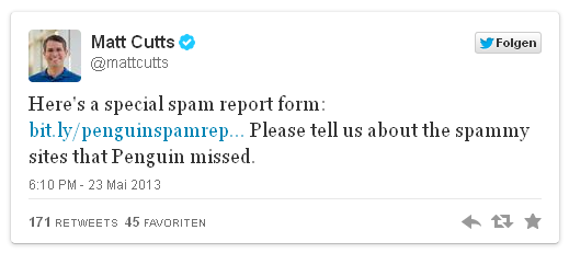 Matt Cutts postitas Twitteris teate pärast Penguin 2.0 uuendamist