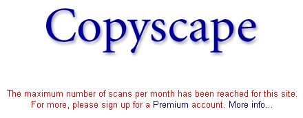 copyshape maximum number of scans per month