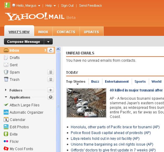 new Yahoo!Mail beta email design inside